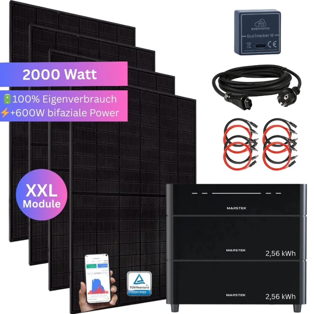 ® 2000 Watt Balkonkraftwerk SET MIT SPEICHER Marstek Venus D 0-7,68 kWh, Smartmeter EcoTracker IR inklusive ^ MyVoltaics Outlet