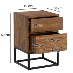 Finebuy Nachttisch Nachtkonsole Boxspringbett Massivholz 40x38x60 cm Schubladen