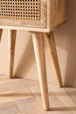 KADIMA DESIGN Nachttisch – Mango Massivholz/Rattan, 40x60x30 cm, Braun, 1 Schublade, Wiener Geflecht Online