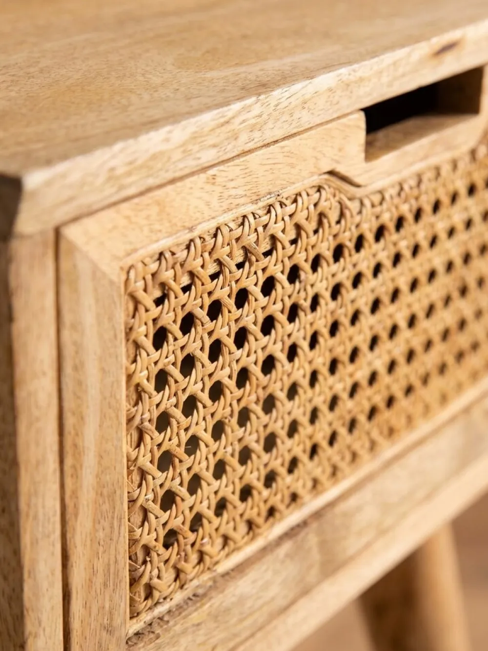 KADIMA DESIGN Nachttisch – Mango Massivholz/Rattan, 40x60x30 cm, Braun, 1 Schublade, Wiener Geflecht Online