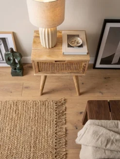 KADIMA DESIGN Nachttisch – Mango Massivholz/Rattan, 40x60x30 cm, Braun, 1 Schublade, Wiener Geflecht Online