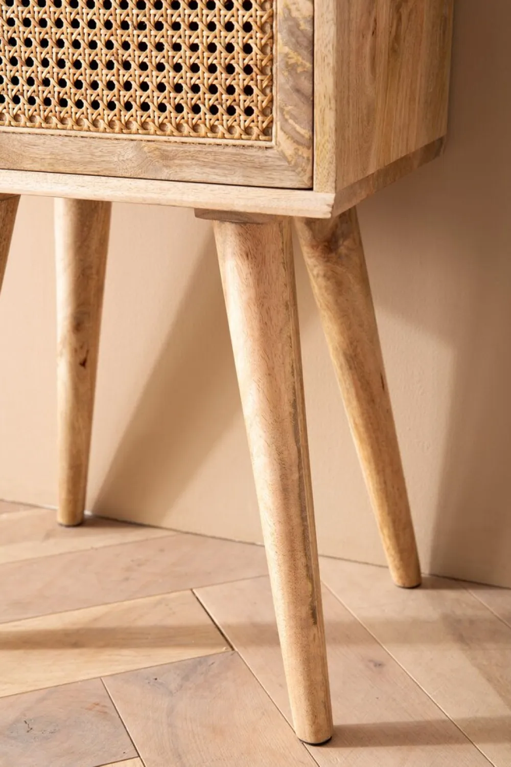 KADIMA DESIGN Nachttisch – Mango Massivholz/Rattan, 40x60x30 cm, Braun, 1 Schublade, Wiener Geflecht Online