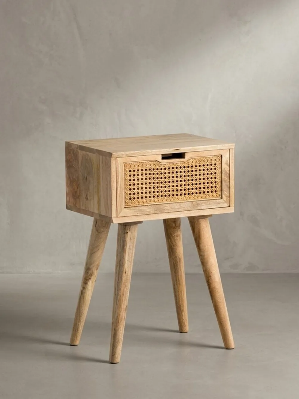 KADIMA DESIGN Nachttisch – Mango Massivholz/Rattan, 40x60x30 cm, Braun, 1 Schublade, Wiener Geflecht Online