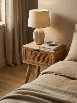 KADIMA DESIGN Nachttisch – Mango Massivholz/Rattan, 40x60x30 cm, Braun, 1 Schublade, Wiener Geflecht Online