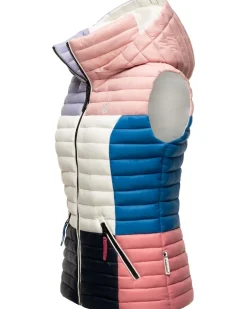 Damen Steppweste Ärmellose Weste im Colourblocking-Stil und Kapuze Shadaa Multikulti ^ NAVAHOO New