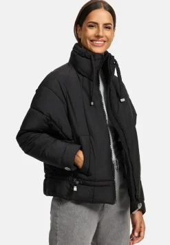 Damen Winter Jacke Recyceltes Kurz Winterjacke gefütterter Steh Kragen Luftzauber ^ NAVAHOO Outlet