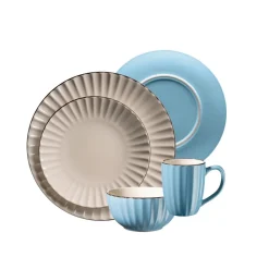 neuetischkultur Kombiservice 16-teilig Osita Hellbraun Blau Outlet