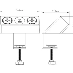 kalb Material für Möbel Nexura; 2er Klemmsteckdose USB-Port A/C; 230VAC; 16A Outlet