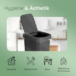 Abfalleimer-Set 10L + 50L, Mülleimer mit 2in1 Deckel, Klappdeckel & Schwingdeckel, Anti-Geruch Mülleimer für Küche Haushalt Büro, Müll Eimer Abfall Trash Kunststoff Abfallbehälter ^ Novaliv Hot