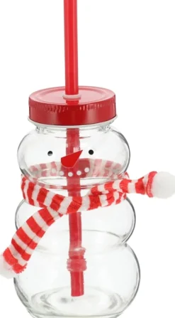 Novaliv Tasse Glühwein 260 ml Personalisierte Weihnachtstasse mit Trinkhalm - Schneemann als Glühweinbecher - Weihnachts Motiv Tasse mit Deckel und Strohhalm Weihnachtstassen Handwärmer Xmas Mugs Discount
