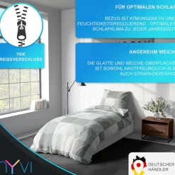 Bettwäsche Set DreamScience Renforcé Design - Atmungsaktiv & Weich - 100% Baumwolle - Mit Reißverschluss Größe:;Farbe:Quadro ^ NYVI Sale