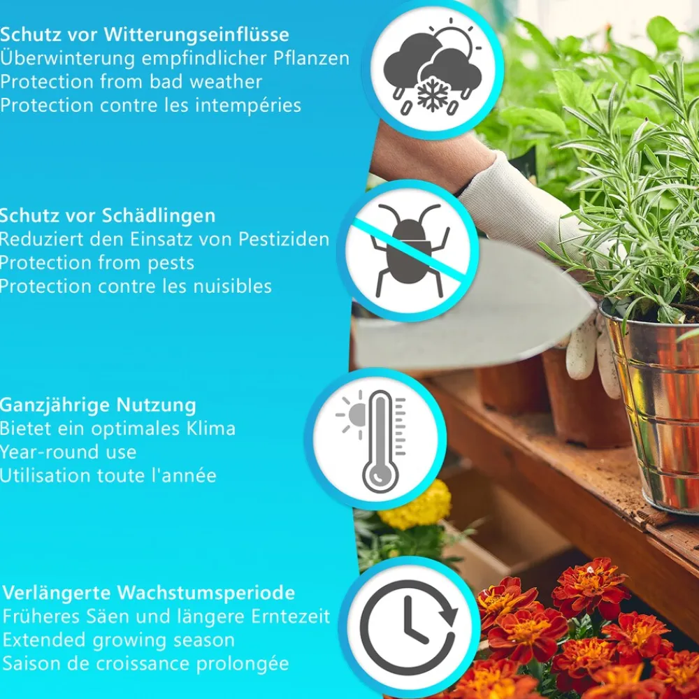 NYVI Foliengewächshaus -Green 02 – Frühbeet Gewächshaus für Gemüse, Pflanzen, Kräuter Braun New