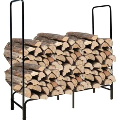 NYVI Kaminholzregal inkl. Abdeckung - Brennholzregal aus Metall für bis zu 150 kg Holz schwarz Hot