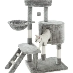 Katzen Kratzbaum Figaro 102 cm - Deluxe Katzenbaum mit Katzenhöhle, Hängematte, Plattform, Katzenspielzeug und Sisal Kratzsäule ^ NYVI New