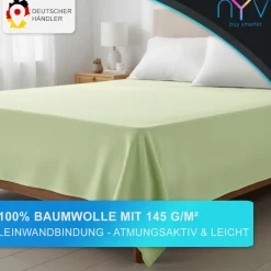 NYVI Linon Deluxe Bettlaken ohne Gummizug aus 100% atmungsaktiver Baumwolle - Betttuch auch als Sommerdecke nutzbar Farbe:;Größe: Anthrazit