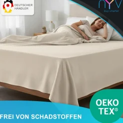 NYVI Linon Deluxe Bettlaken ohne Gummizug aus 100% atmungsaktiver Baumwolle - Betttuch auch als Sommerdecke nutzbar Farbe:;Größe: Anthrazit