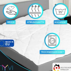 NYVI Bettdecke DreamScience Comfort+ 135x200 cm - Atmungsaktive Decke - Bis 95°C Waschbar Kochfest - Steppdecke Größe:135x200 cm;Wärmestufe:Sommer Weiß Best