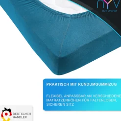 NYVI Spannbettlaken DreamScience Premium - Komfort Spannbetttuch, 190g/m², Einlaufschutz, Bügelfrei, mit Gummizug Farbe:weiß;Größe: grau Clearance