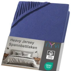 Spannbettlaken DreamScience Heavy Jersey  - Spannbetttuch, Formstabil, 160g/m², Rundum-Gummizug, Bügelfrei Farbe:navyblau;Größe: ^ NYVI New
