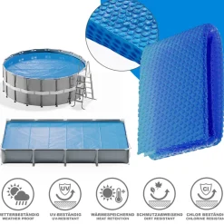 OK-Living Eckige Solarfolie Pool blau, Solarabdeckplane 260x160 cm Hot