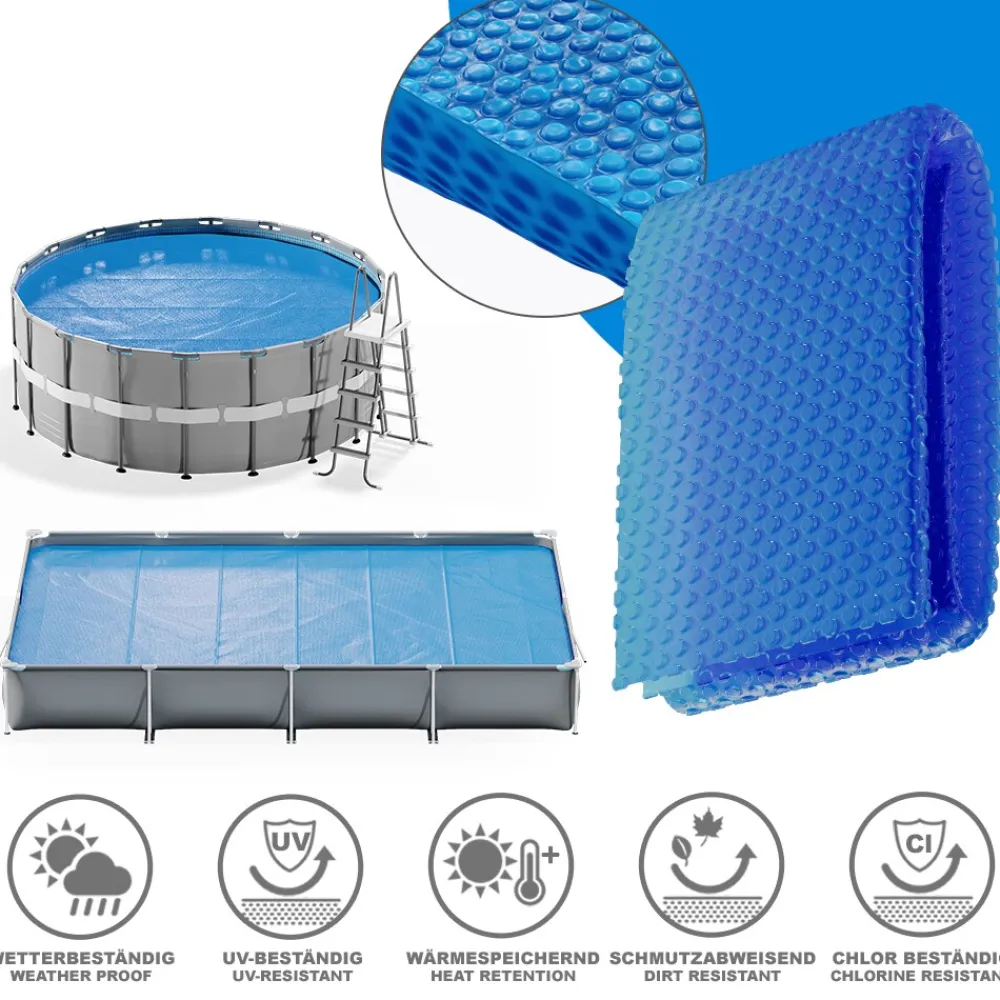 OK-Living Eckige Solarfolie Pool blau, Solarabdeckplane 260x160 cm Hot