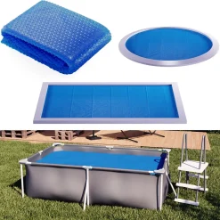 OK-Living Eckige Solarfolie Pool blau, Solarabdeckplane 260x160 cm Hot