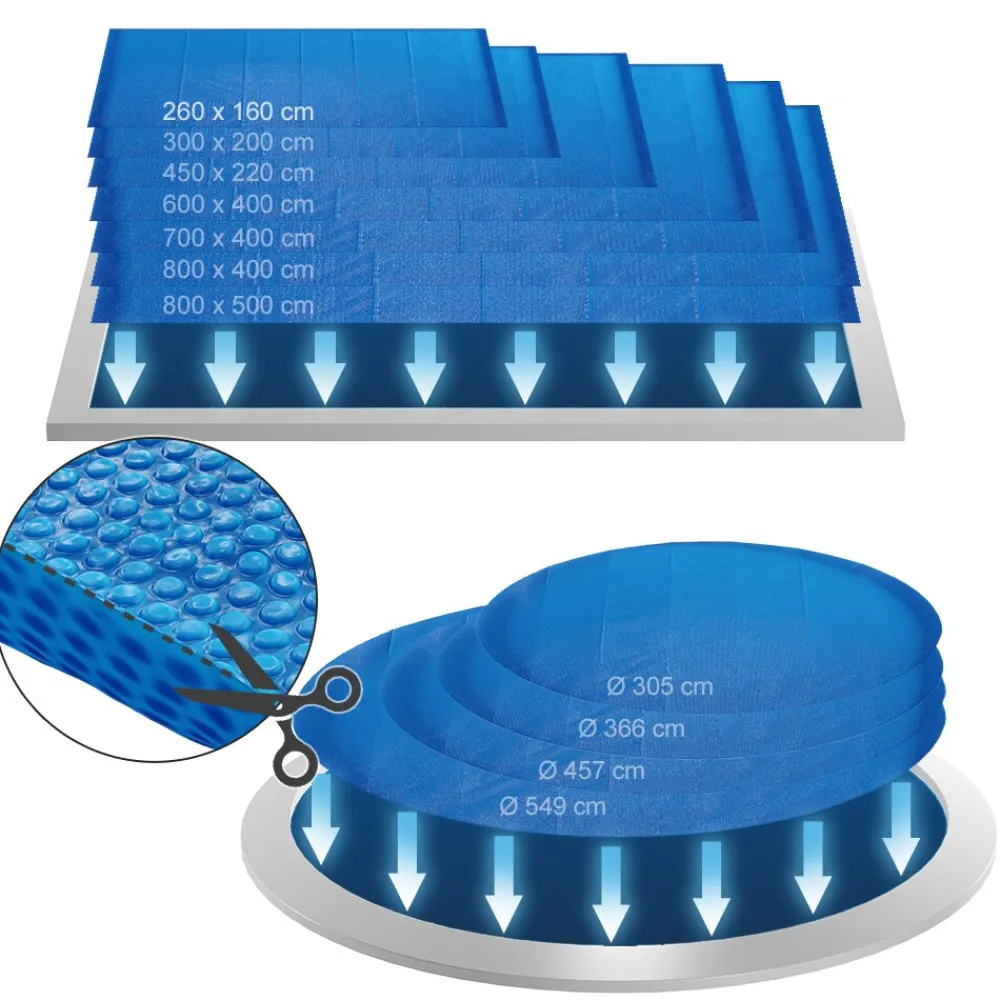 OK-Living Eckige Solarfolie Pool blau, Solarabdeckplane 260x160 cm Hot