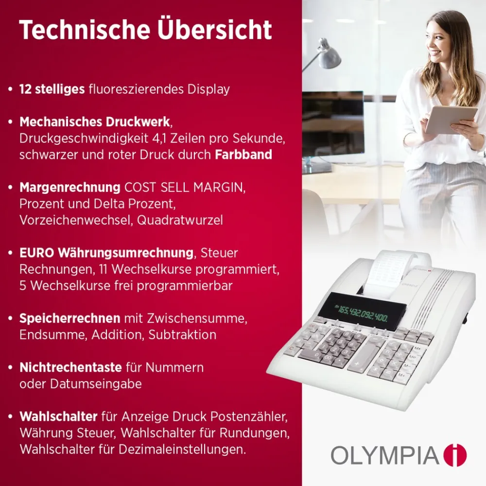 CPD 5212 Tischrechner, 2-farbig druckend ^ Olympia