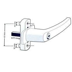 FGS 100 Abschließbarer Fenstergriff mit 2 Schlüsseln, Weiß ^ Olympia Outlet