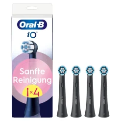 Oral-B iO Sanfte Reinigung, Original Aufsteckbürsten, geeignet für empfindliches Zahnfleisch, Schwarz, 4 Stück Discount