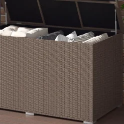 XXL Polyrattan Kissenbox 950L Auflagenbox Braun Gartenbox Gartentruhe ^ Oskar Outlet