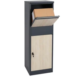 Paketkasten -G80, Paketbox Standbriefkasten Paketbriefkasten Größe XL ~ verzinkt anthrazit, Holzoptik hell ^ MCW Clearance