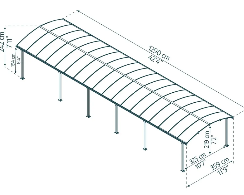 Canopia Arcadia Carport Grau 3.6x13 grau ^ PALRAM Discount