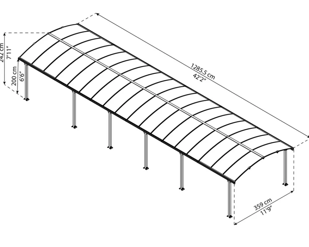 Canopia Arcadia Carport Grau 3.6x13 grau ^ PALRAM Discount