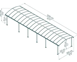 Canopia Arcadia Carport Grau 3.6x13 grau ^ PALRAM Discount