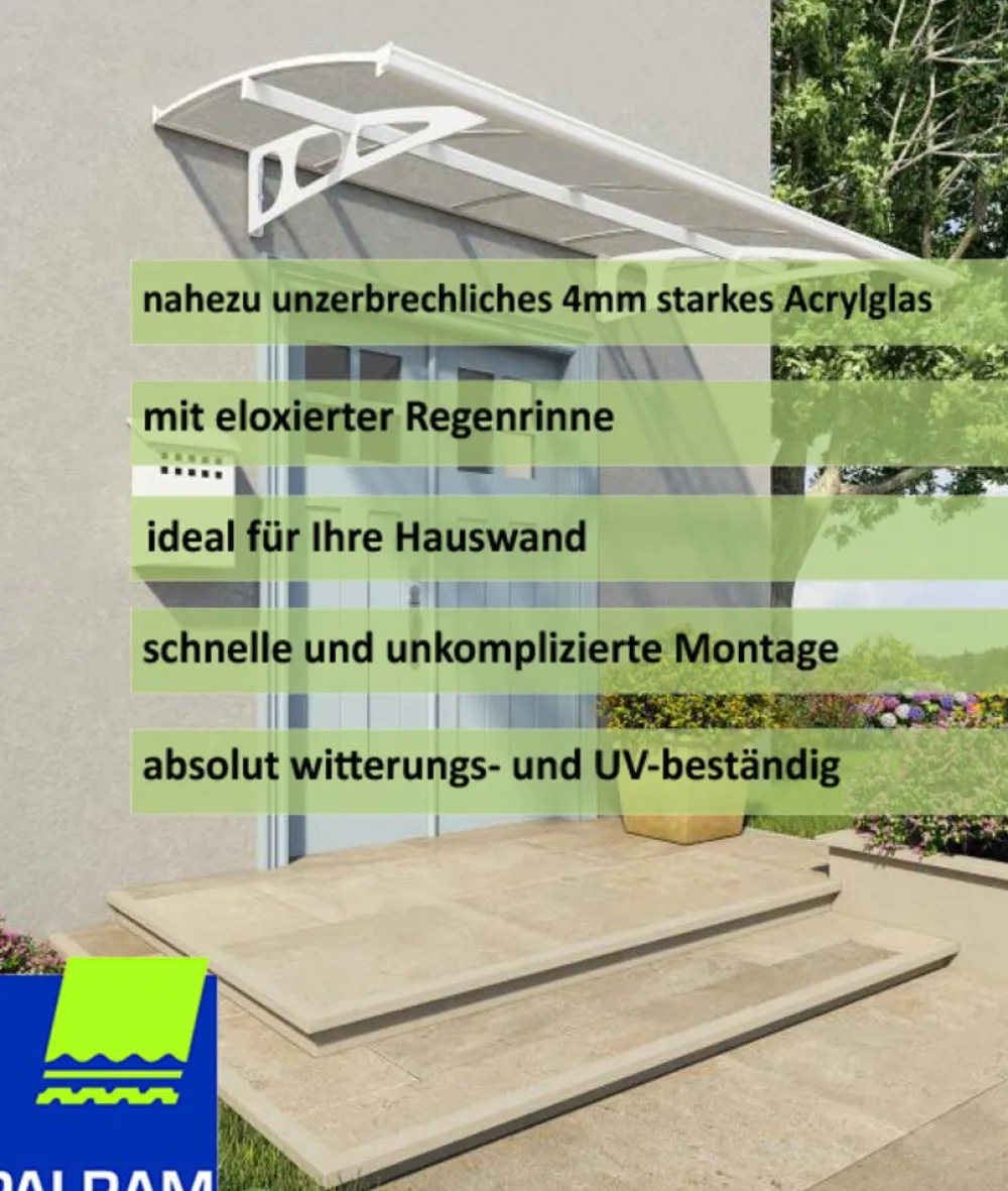 - Canopia | Bordeaux 2.2x1.4 Vordach Haustür Vordach glas klar Pultvordach ^ PALRAM Discount