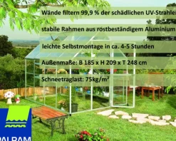 PALRAM - Canopia | Hybrid 2.5x1.9 Gewächshaus, silber in cm 250x185x209 (LxBxH) Discount