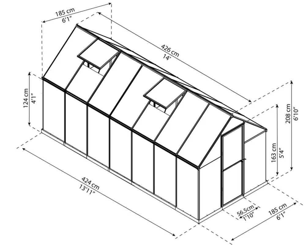 Canopia Palram - | Mythos 4.3 x 1.9 Gewächshaus, silber, Stegplatten Discount