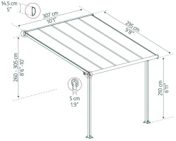 - Canopia Olympia Terrassenüberdachung anthrazit 307 x 295 x 305 cm ^ PALRAM Clearance