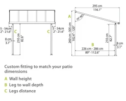 Canopia Palram - Olympia 3x7.3 Terrassenüberdachung weiß 739x295x305cm