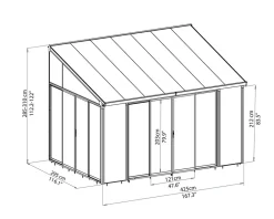 PALRAM - Canopia  SanRemo Wintergarten, weiß in cm H 285-310 cm x B 295 cm x T 430 cm New