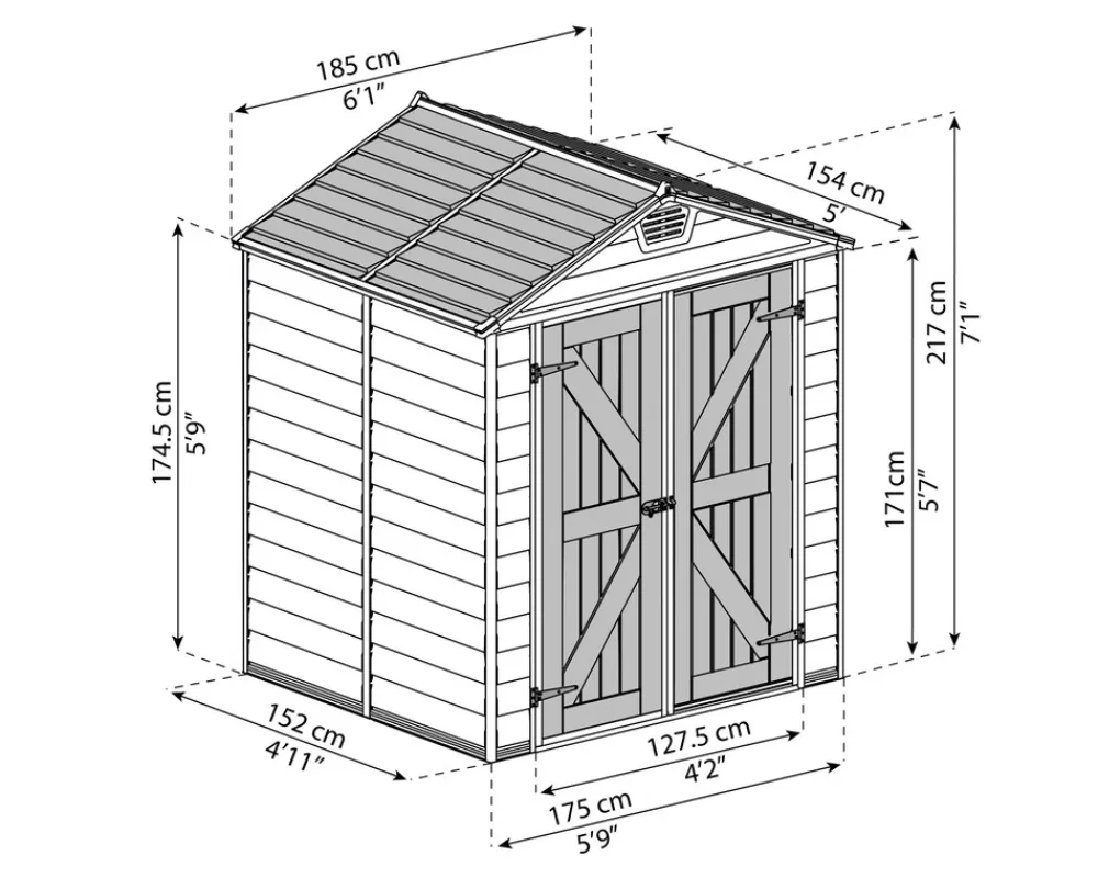 - Canopia Skylight Gerätehaus, anthrazit ca. 185,5x217x153,5 cm BxHxT ^ PALRAM New
