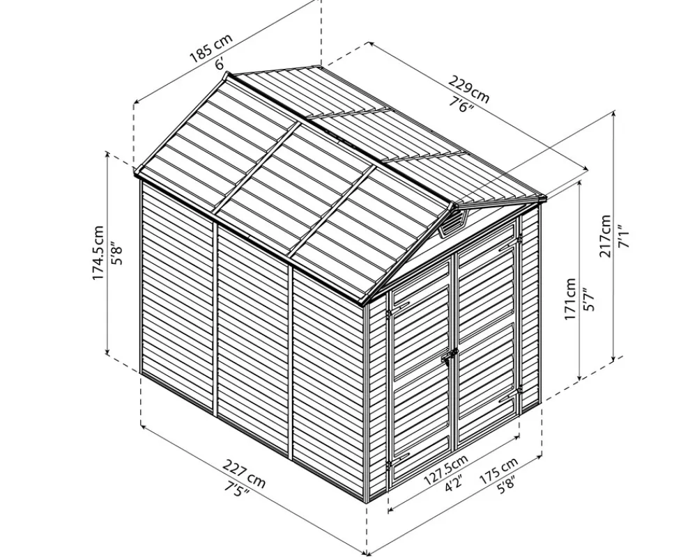 PALRAM - Canopia Skylight Gerätehaus, anthrazit ca.185,5x217x230,5 cm BxHxT New