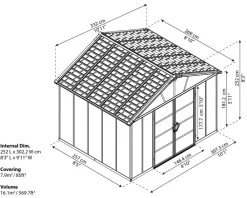 - Canopia |Yukon 3.3 x 2.7 Gerätehaus, anthrazit ^ PALRAM