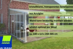 FERIA SIDE WALL 4 WHITE L x B x H ca. 330 x 3,4 x 260-305 cm ^ PALRAM Hot