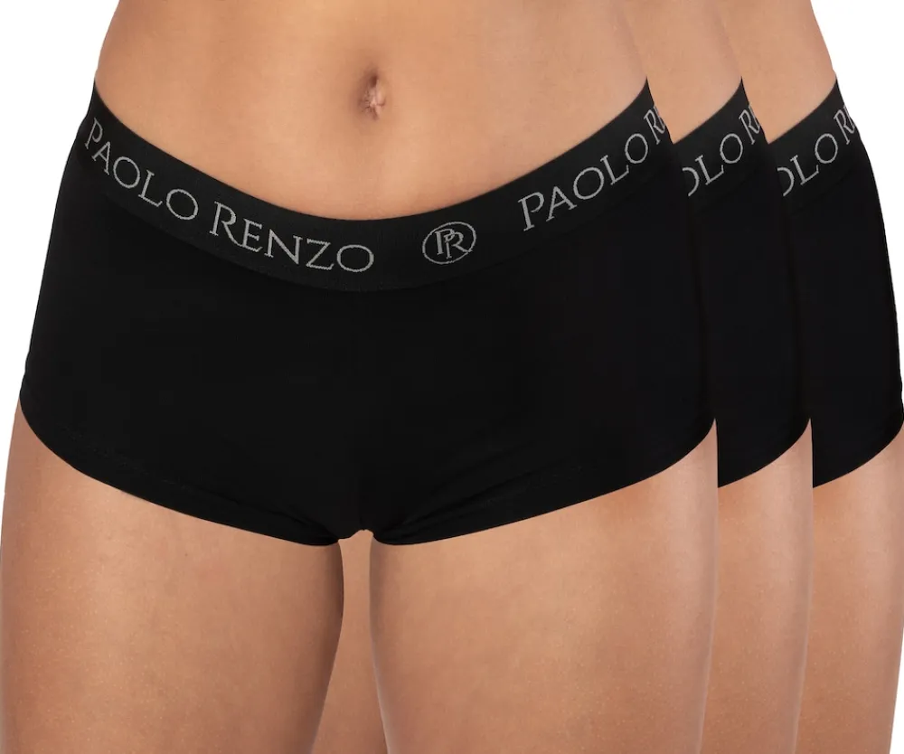 ® Damen Baumwoll Panty SPORT LINE 3 Paar - Größe M - Schwarz ^ Paolo Renzo Sale