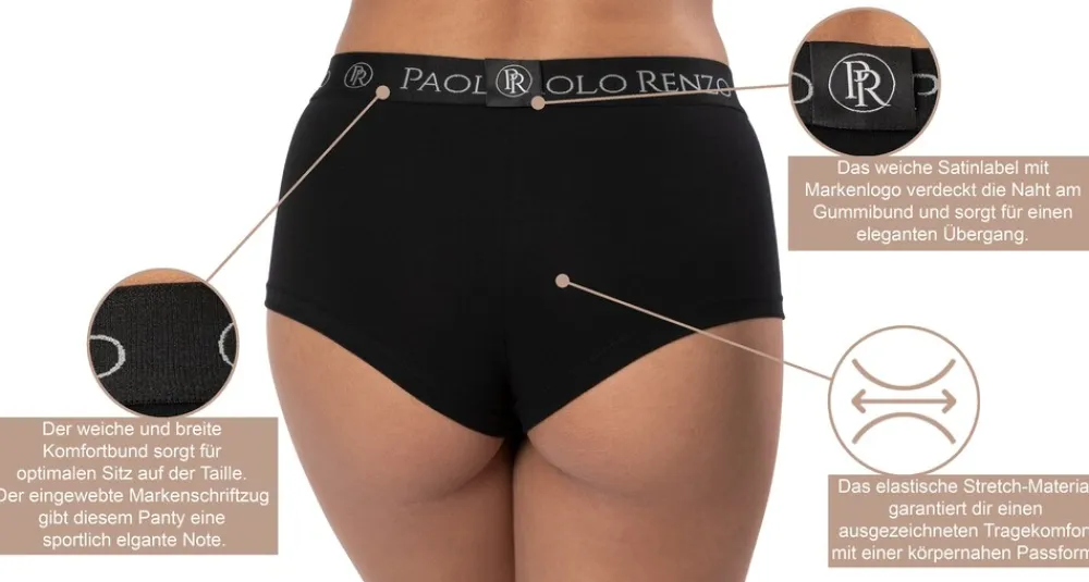 ® Damen Baumwoll Panty SPORT LINE 3 Paar - Größe M - Schwarz ^ Paolo Renzo Sale