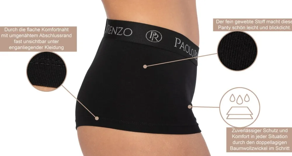 ® Damen Baumwoll Panty SPORT LINE 3 Paar - Größe M - Schwarz ^ Paolo Renzo Sale