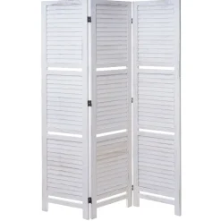 Paravent Aberdeen, Trennwand Raumteiler mit Regalböden 170x125cm, Shabby Look ~ weiß/weiß ^ MCW Outlet