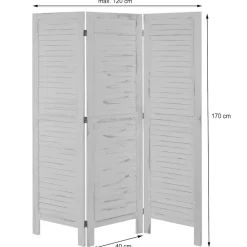 Paravent -G30, Trennwand Sichtschutz Raumteiler, Shabby-Look 170x120cm ~ grau ^ MCW Discount